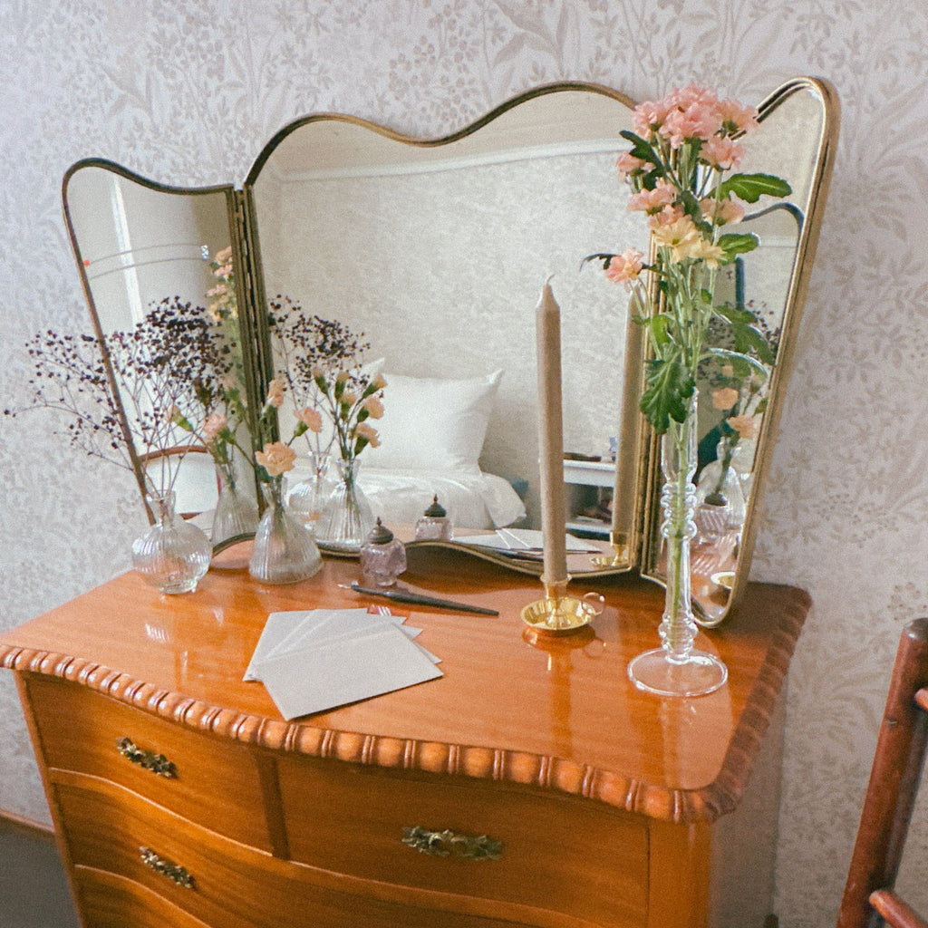 Folding mirror brass