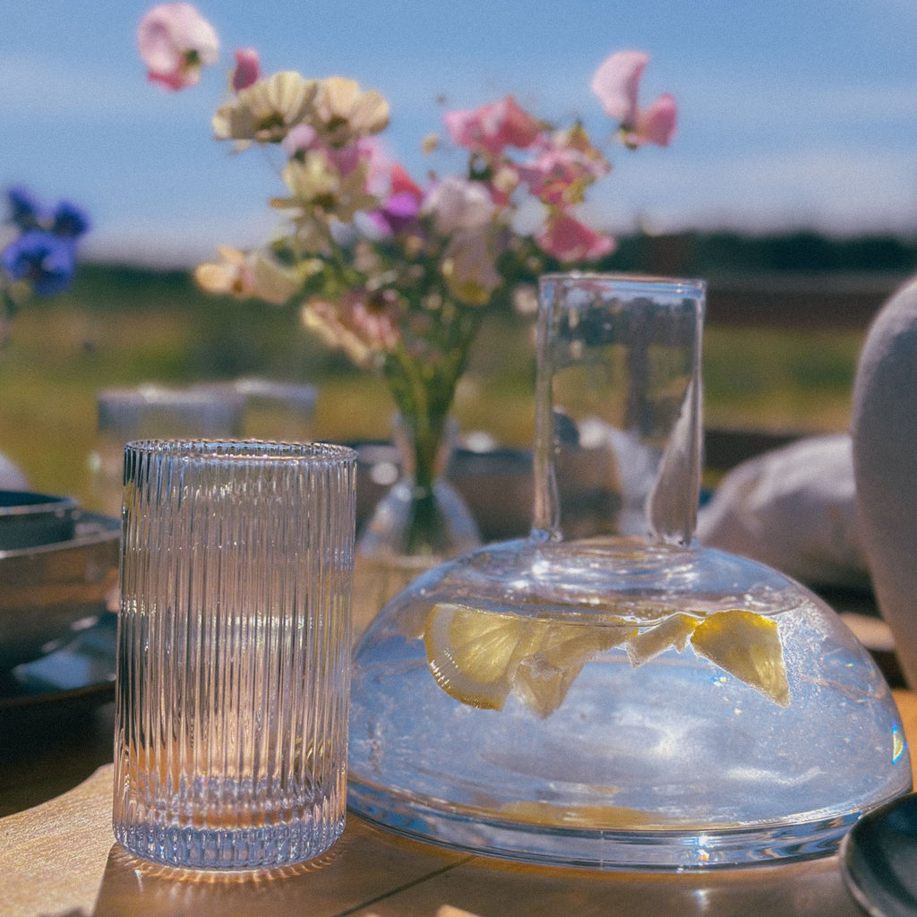 Carafe with drinking glass, clear